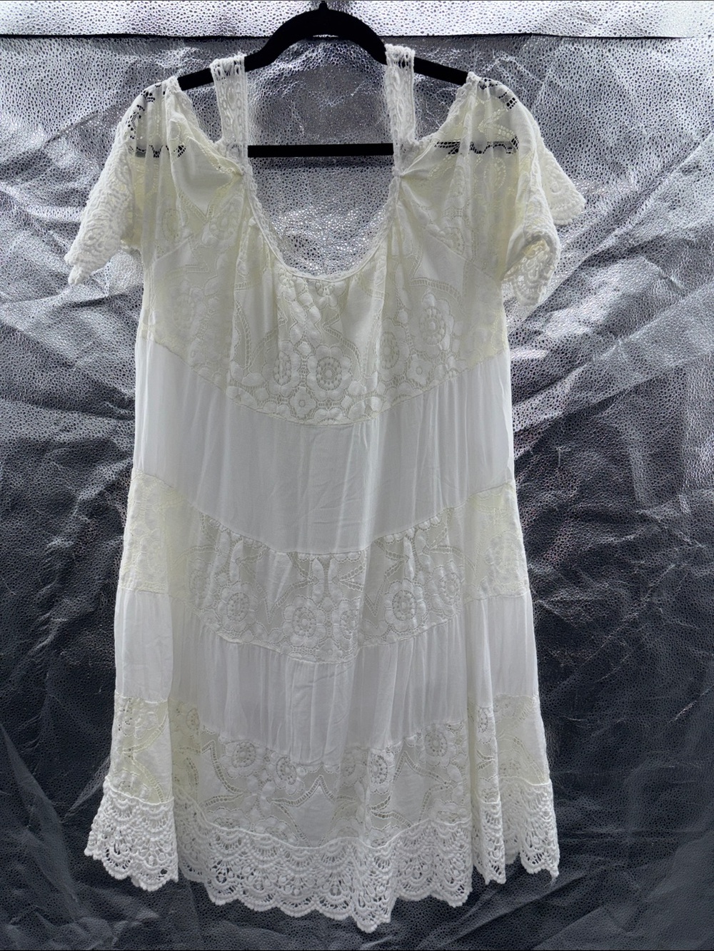 Ornella Paris Ivory Lace Crochet Trim Top - Picture 5 of 9